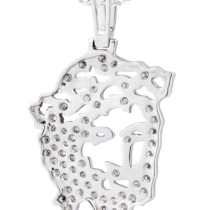 10K White Gold 3D Jesus Head Diamond Necklace  | 0.67 Carats