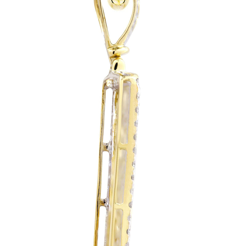10K Yellow Gold Nugget Dog Tag Diamond Necklace  | 0.84 Carats