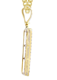 10K Yellow Gold Nugget Dog Tag Diamond Necklace  | 0.84 Carats