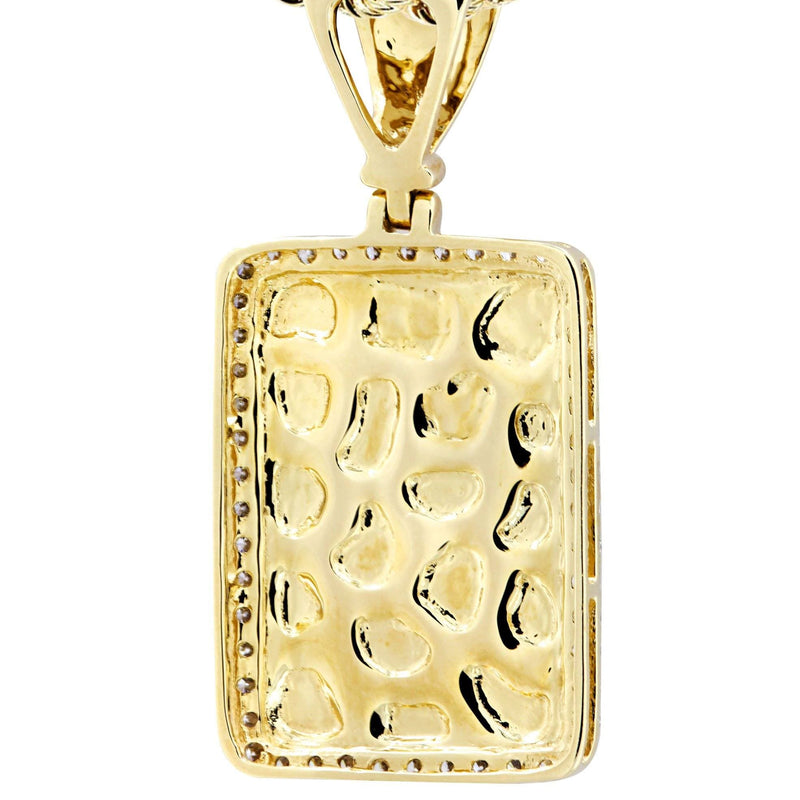 14K Yellow Gold Nugget Dog Tag Diamond Necklace  | 0.6 Carats