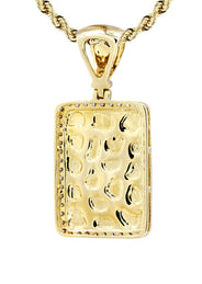 14K Yellow Gold Nugget Dog Tag Diamond Necklace  | 0.6 Carats