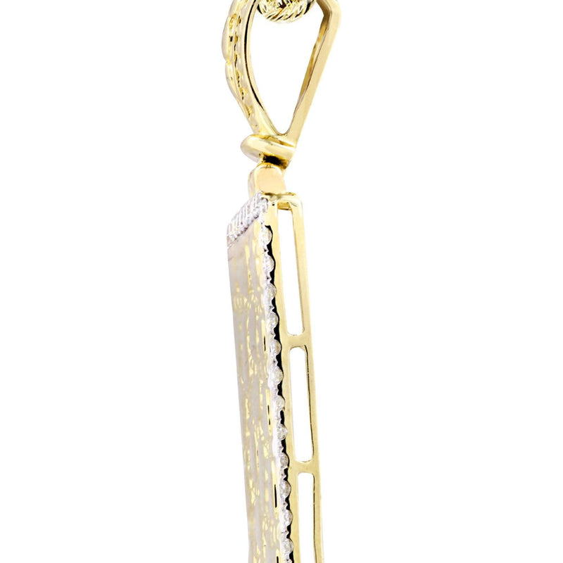 14K Yellow Gold Nugget Dog Tag Diamond Necklace  | 0.6 Carats