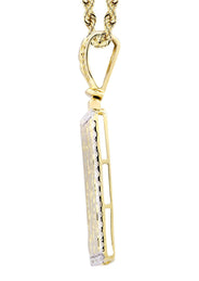 14K Yellow Gold Nugget Dog Tag Diamond Necklace  | 0.6 Carats
