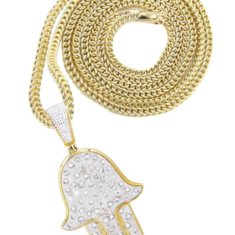 10K Yellow Gold Hamsa Diamond Necklace  | 1.09 Carats