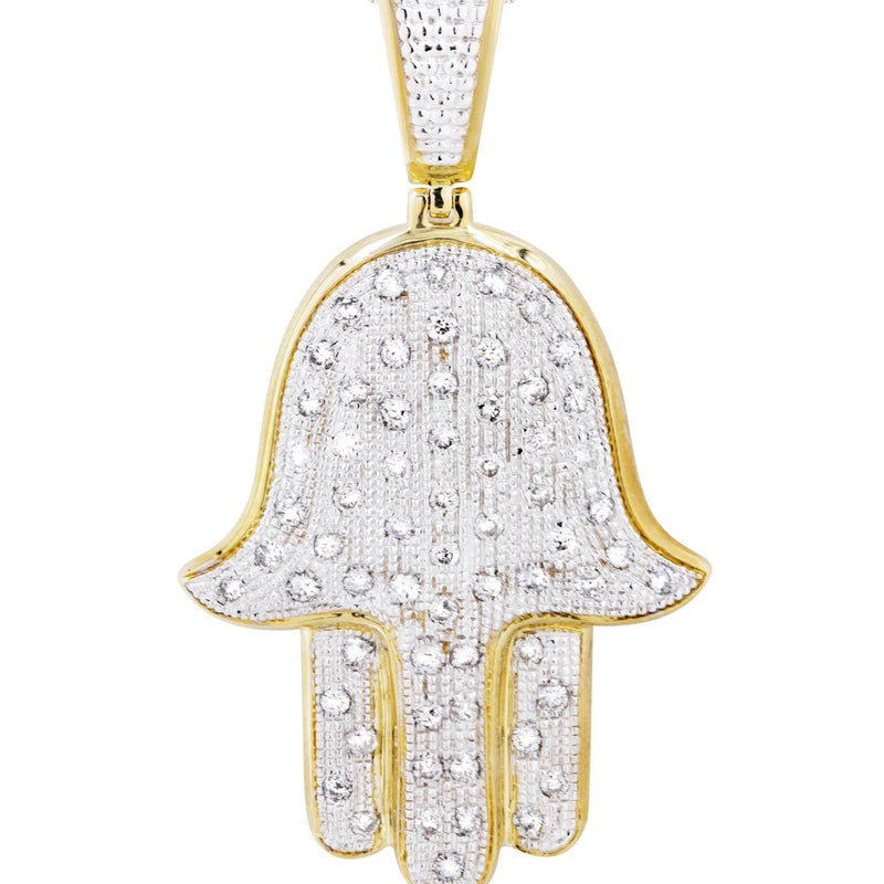 10K Yellow Gold Hamsa Diamond Necklace  | 1.09 Carats