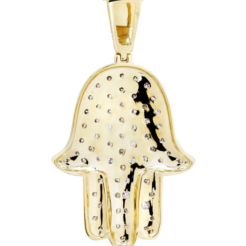10K Yellow Gold Hamsa Diamond Necklace  | 1.09 Carats