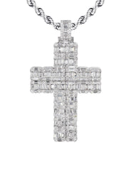 14K White Gold Diamond Cross Necklace  | 6.47 Carats