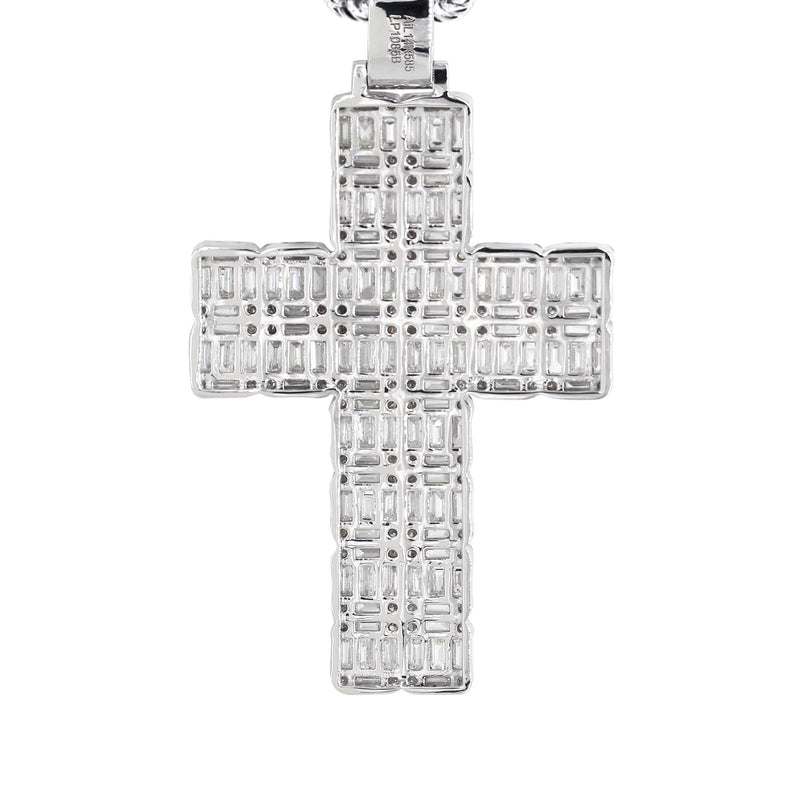 14K White Gold Diamond Cross Necklace  | 6.47 Carats