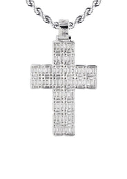 14K White Gold Diamond Cross Necklace  | 6.47 Carats