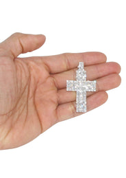 14K White Gold Diamond Cross Necklace  | 6.47 Carats