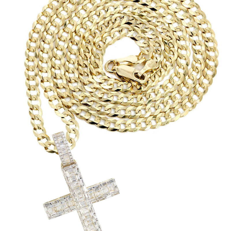 14K Yellow Gold Diamond Cross Necklace  | 4.19 Carats