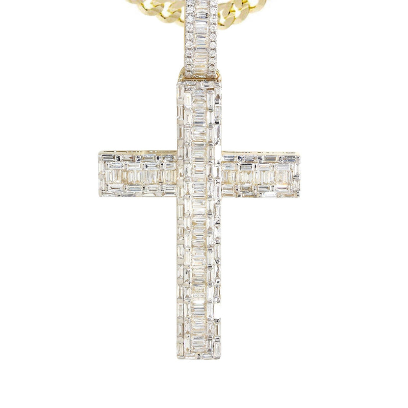 14K Yellow Gold Diamond Cross Necklace  | 4.19 Carats