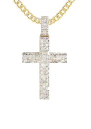 14K Yellow Gold Diamond Cross Necklace  | 4.19 Carats