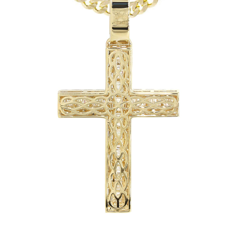 14K Yellow Gold Diamond Cross Necklace  | 4.19 Carats
