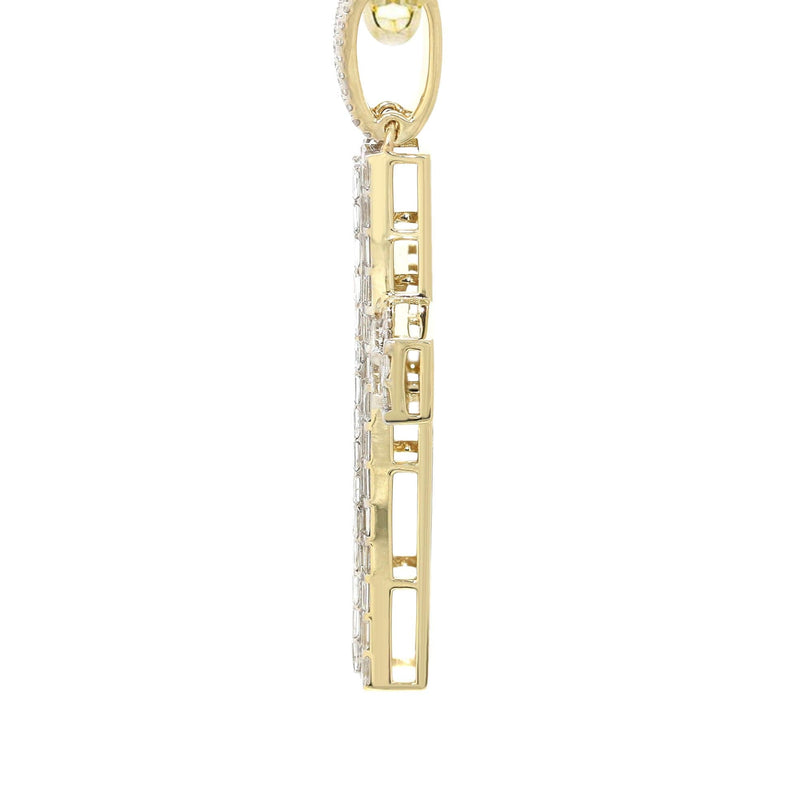 14K Yellow Gold Diamond Cross Necklace  | 4.19 Carats