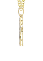 14K Yellow Gold Diamond Cross Necklace  | 4.19 Carats