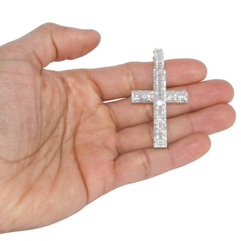14K Yellow Gold Diamond Cross Necklace  | 4.19 Carats