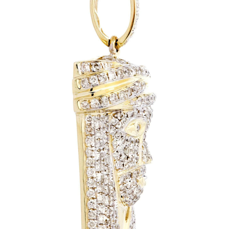 14K Yellow Gold Jesus Head Diamond Necklace  | 2.08 Carats