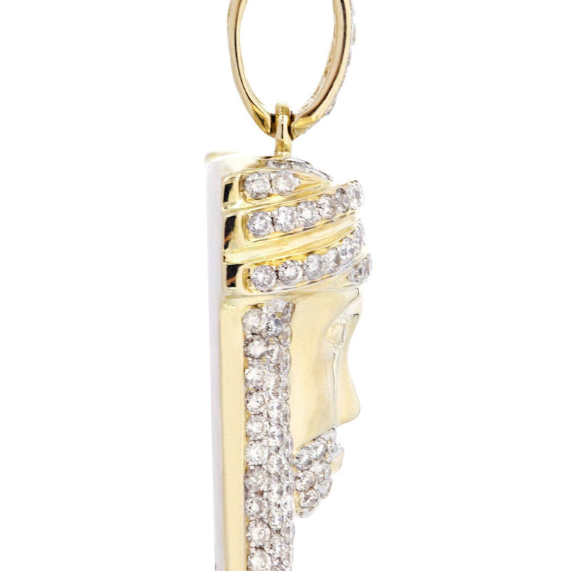 10K Yellow Gold Jesus Head Diamond Necklace  | 2.35 Carats