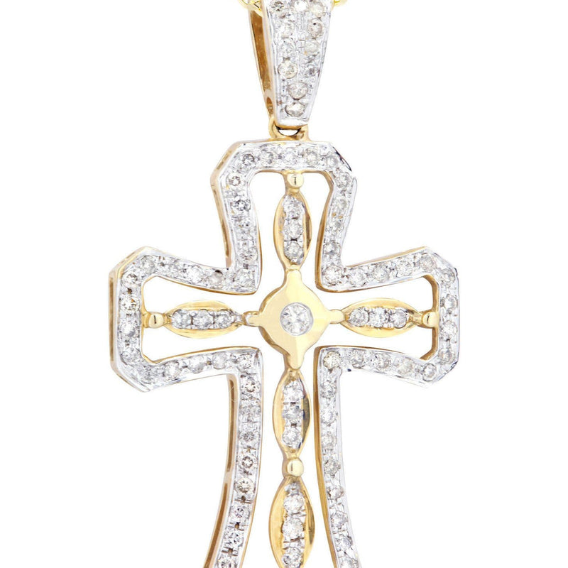 14K Yellow Gold Diamond Cross Necklace  | 0.66 Carats