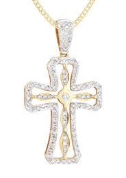 14K Yellow Gold Diamond Cross Necklace  | 0.66 Carats