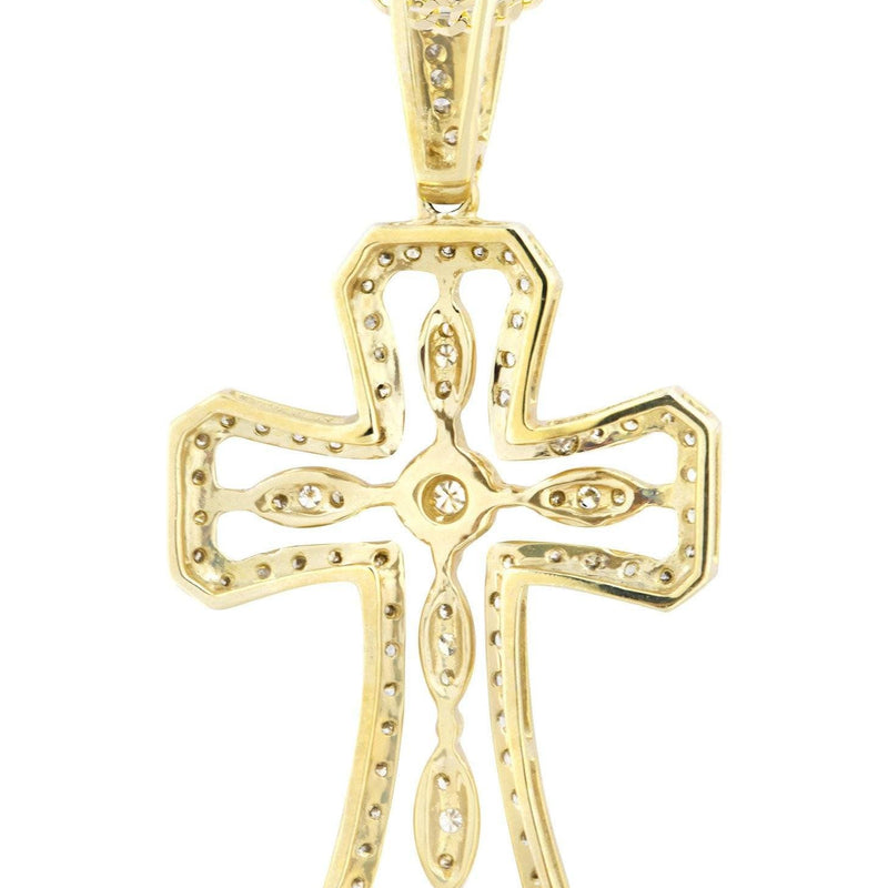 14K Yellow Gold Diamond Cross Necklace  | 0.66 Carats