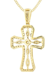 14K Yellow Gold Diamond Cross Necklace  | 0.66 Carats