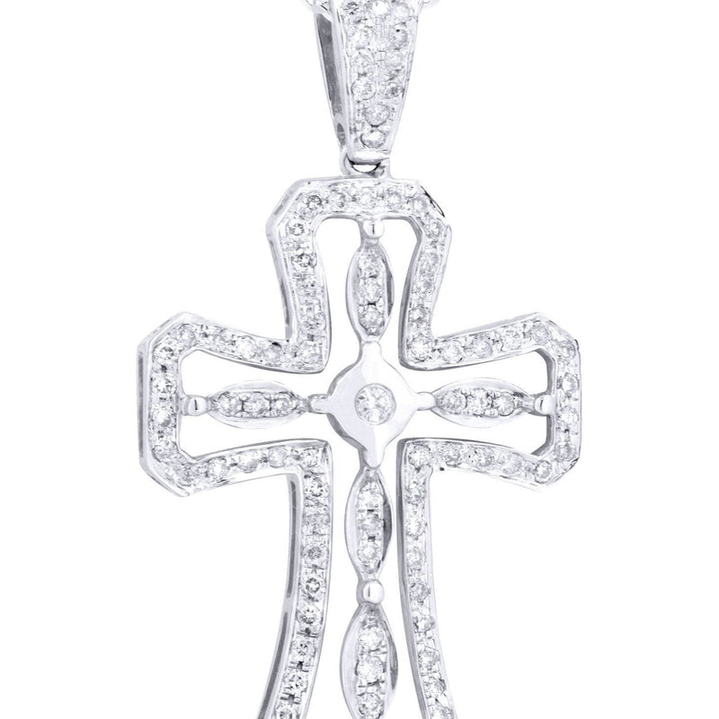 14K White Gold Diamond Cross Necklace  | 0.66 Carats