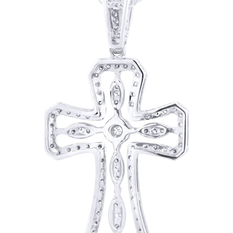 14K White Gold Diamond Cross Necklace  | 0.66 Carats