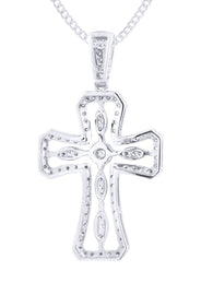 14K White Gold Diamond Cross Necklace  | 0.66 Carats