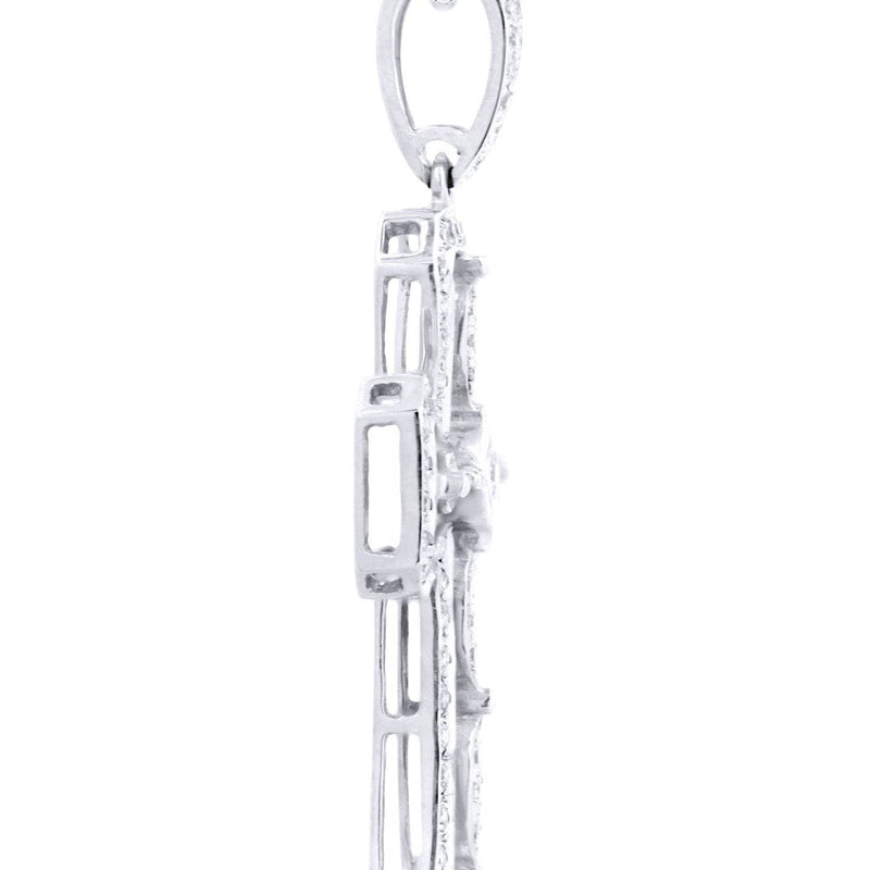 14K White Gold Diamond Cross Necklace  | 0.66 Carats