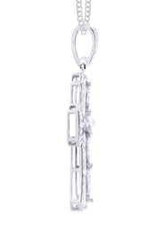 14K White Gold Diamond Cross Necklace  | 0.66 Carats