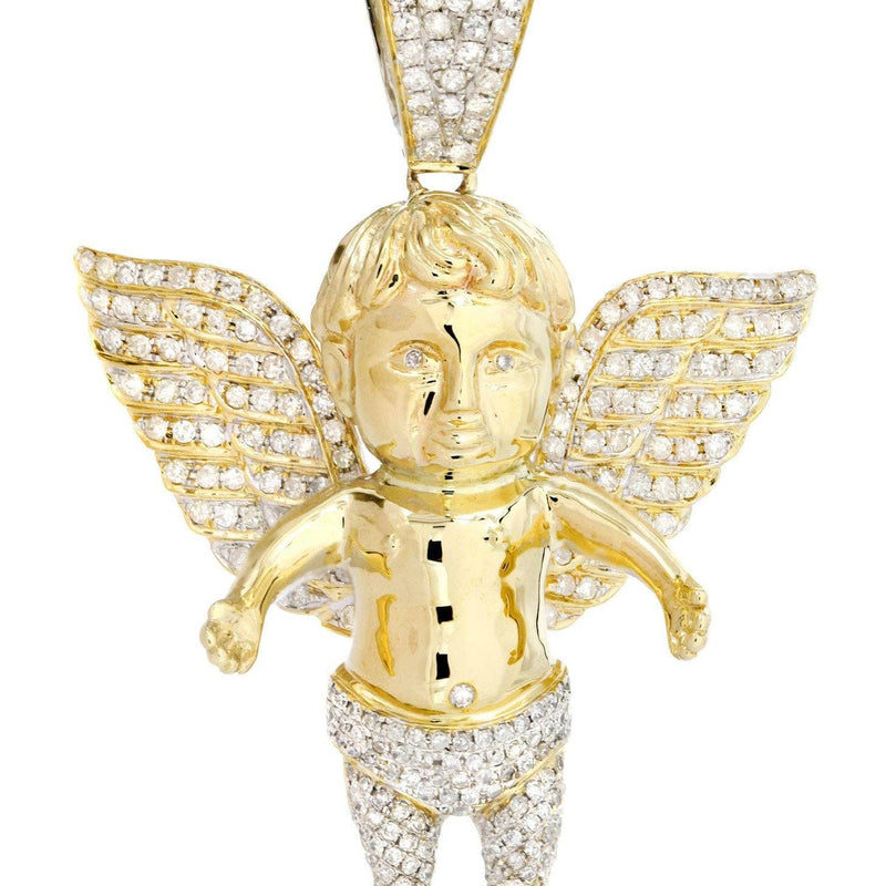 10K Yellow Gold Angel Diamond Necklace  | 2.69 Carats