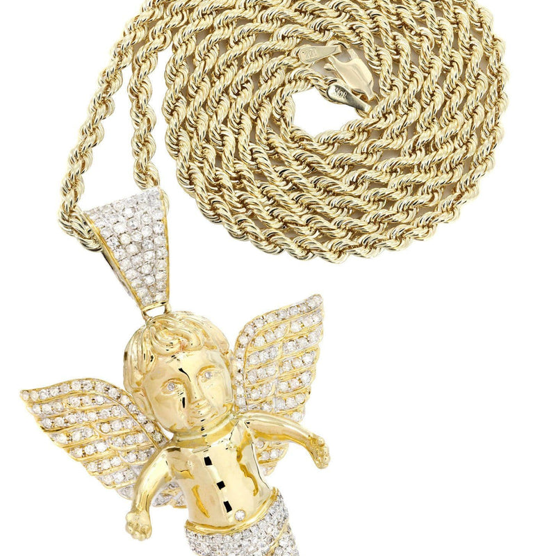 10K Yellow Gold Angel Diamond Necklace  | 2.69 Carats