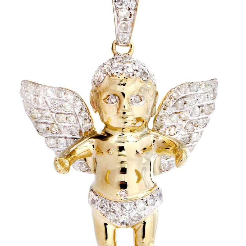10K Yellow Gold Angel Diamond Necklace  | 0.96 Carats