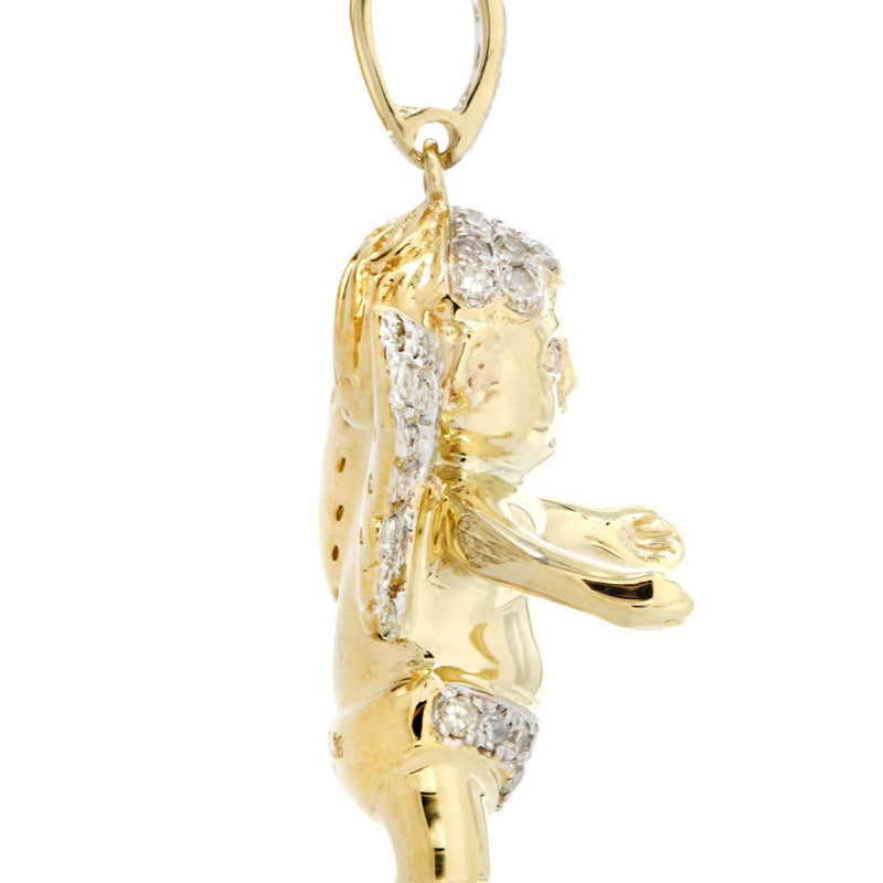 10K Yellow Gold Angel Diamond Necklace  | 0.96 Carats