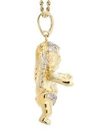 10K Yellow Gold Angel Diamond Necklace  | 0.96 Carats