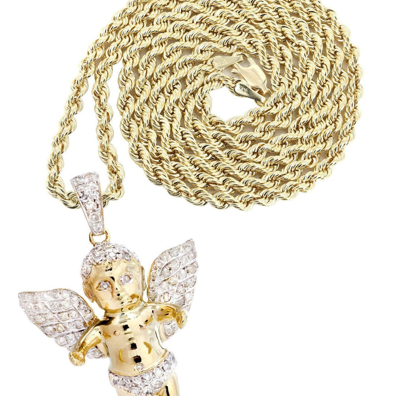 10K Yellow Gold Angel Diamond Necklace  | 0.96 Carats