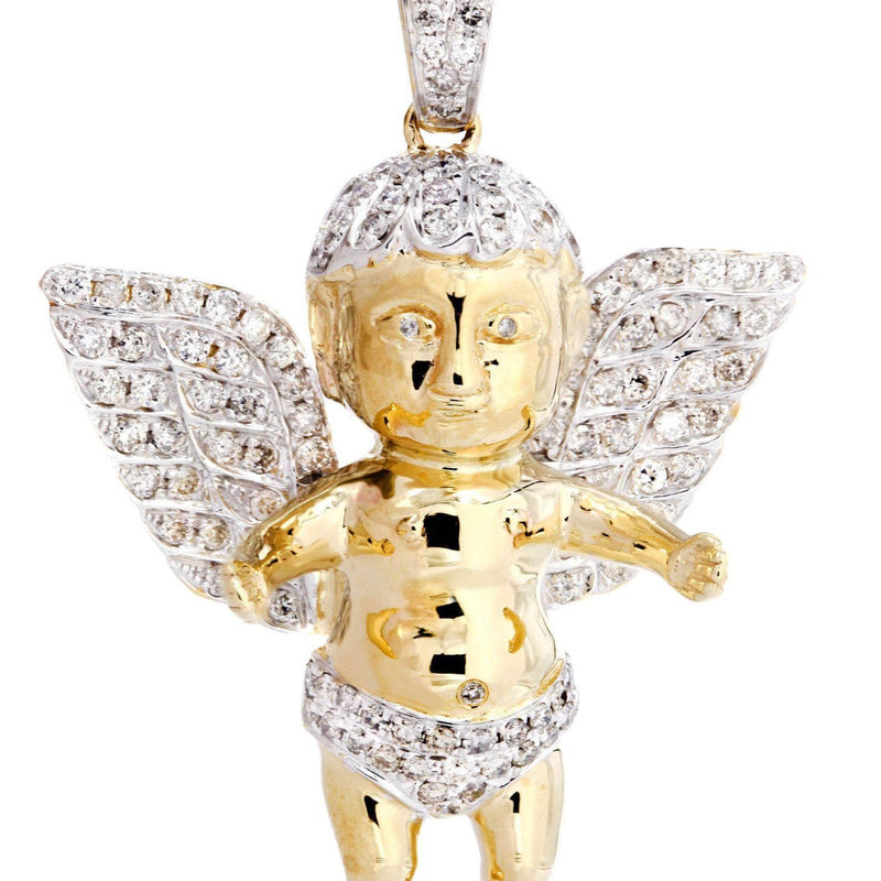 10K Yellow Gold Angel Diamond Necklace  | 1.87 Carats