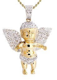 10K Yellow Gold Angel Diamond Necklace  | 1.87 Carats