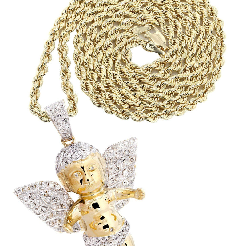 10K Yellow Gold Angel Diamond Necklace  | 1.87 Carats