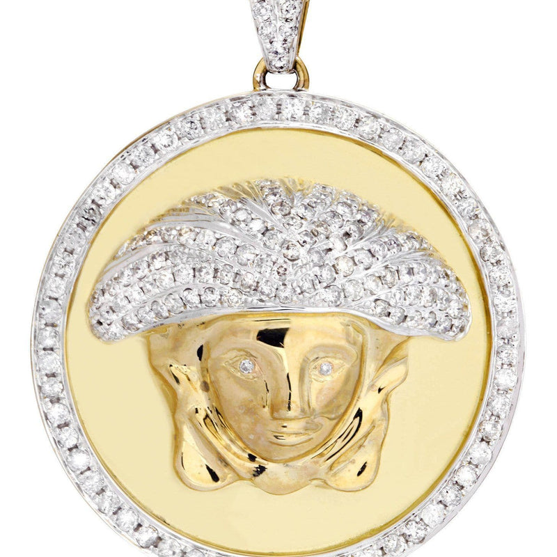 10K Yellow Gold Medusa Diamond Necklace  | 2.49 Carats