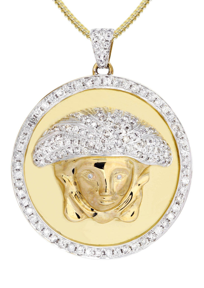 10K Yellow Gold Medusa Diamond Necklace  | 2.49 Carats