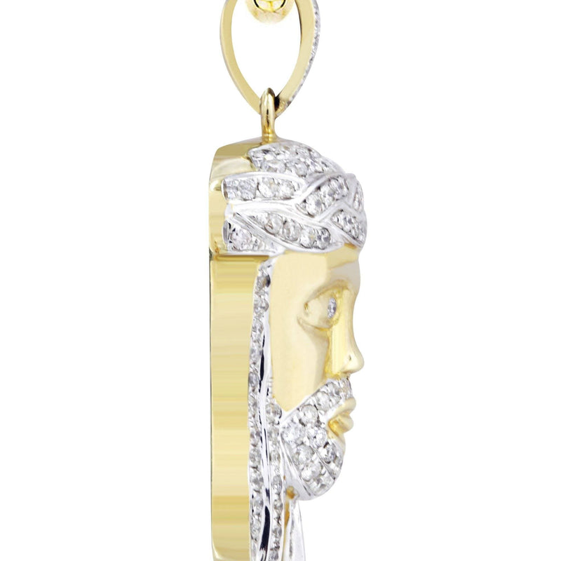 10K Yellow Gold Jesus Head Diamond Necklace  | 1.19 Carats