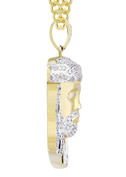 10K Yellow Gold Jesus Head Diamond Necklace  | 1.19 Carats