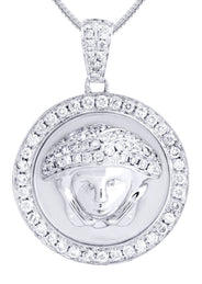 14 White Gold Medusa Diamond Necklace  | 1.5 Carats