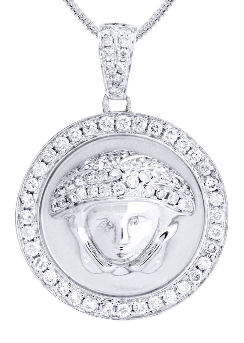 14 White Gold Medusa Diamond Necklace  | 1.5 Carats
