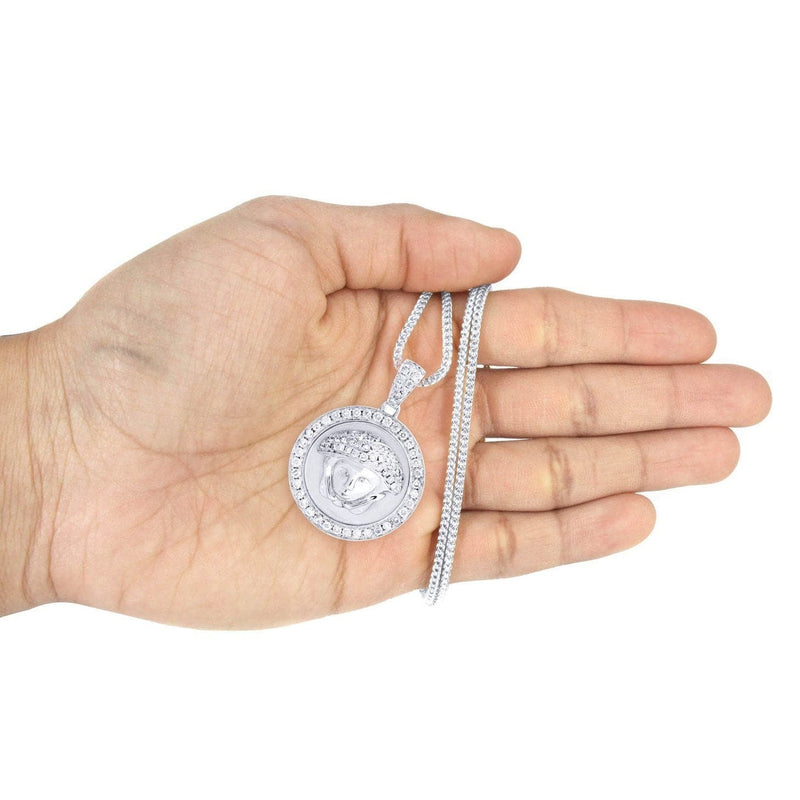 14 White Gold Medusa Diamond Necklace  | 1.5 Carats