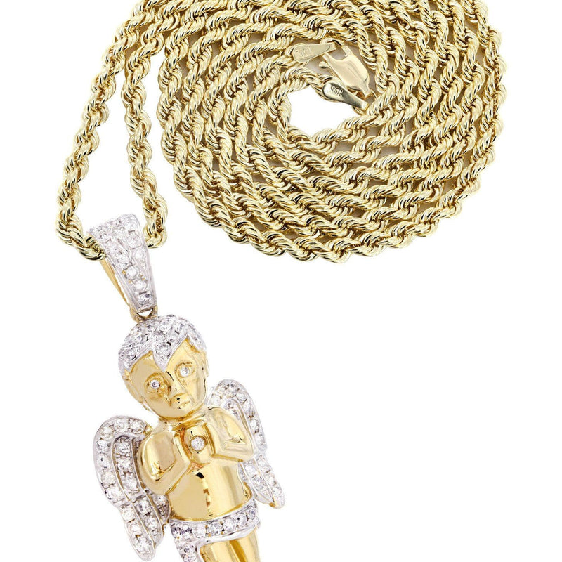 14 Yellow Gold Angel Diamond Necklace  | 1.31 Carats