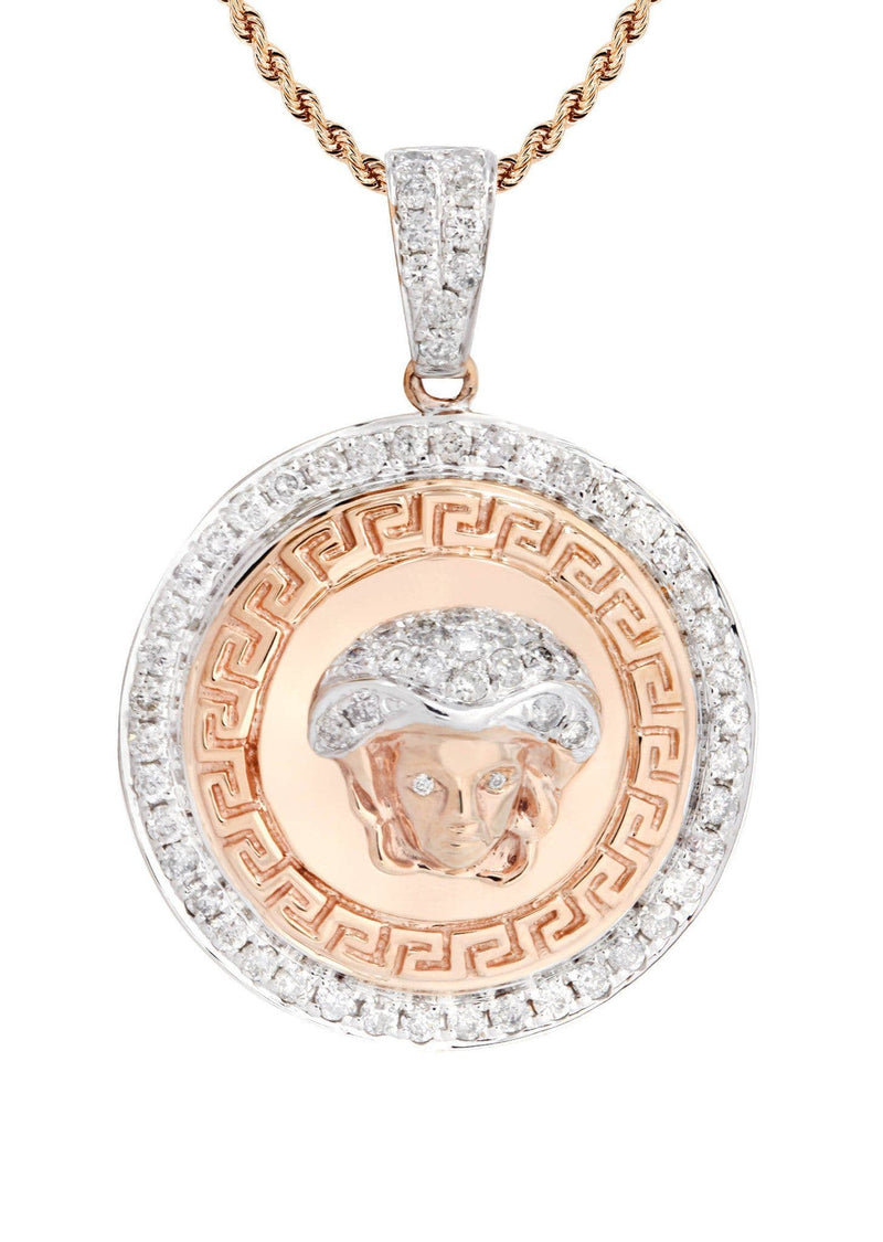 10K Rose Gold Medusa Diamond Necklace  | 1.02 Carats